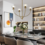 Elegancki żyrandol nad stół Sylvia Szczotkowane złoto (ALM-SYLVIA4-BG-CL) - Elstead Lighting