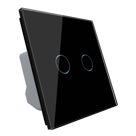 Włącznik dotykowy podwójny z czarnym panelem szklanym (VL-C702-62) LIVOLO
