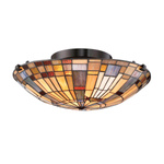 Lampa w stylu Tiffany - Plafon Inglenook Valiant brąz (QZ-INGLENOOK-F-SMALL) - Elstead Lighting