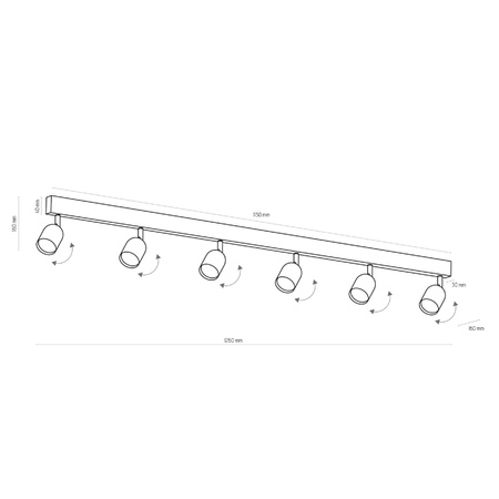 Lampa sufitowa TOP czarny-chrom 6 PŁ (1019) - TK Lighting