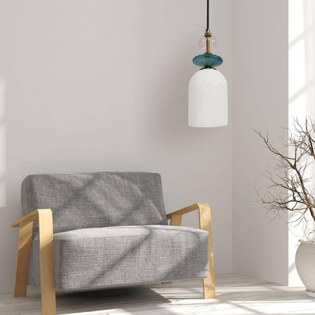 Lampa wisząca Tropea biała, średnia (LP-2004/1P M WH) - Light Prestige