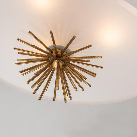 Lampa wisząca Staring - 3 źródła światła - Przecierane złoto (STARING-3P-DG-OPAL) - Elstead Lighting