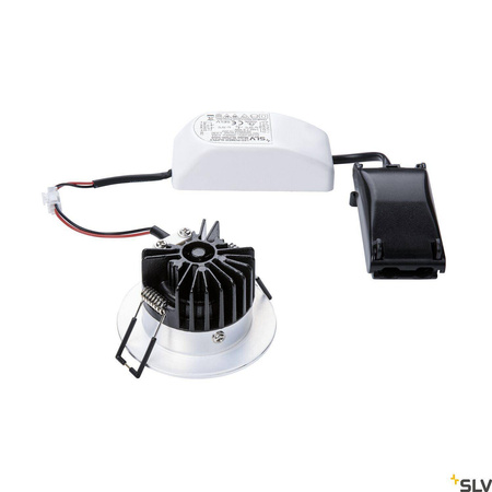 PATTA-I, lampa wpuszczana, LED, 3000K, okrągła, szczotkowane aluminium, 38°, z zasilaczem (114426) - SLV