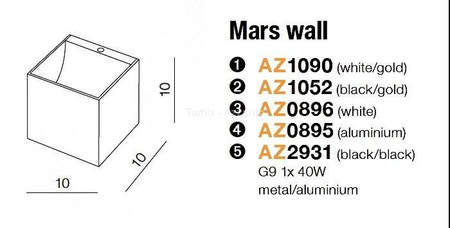 Kinkiet MARS aluminium (AZ0895 | GM1109-ALU) - AZZARDO