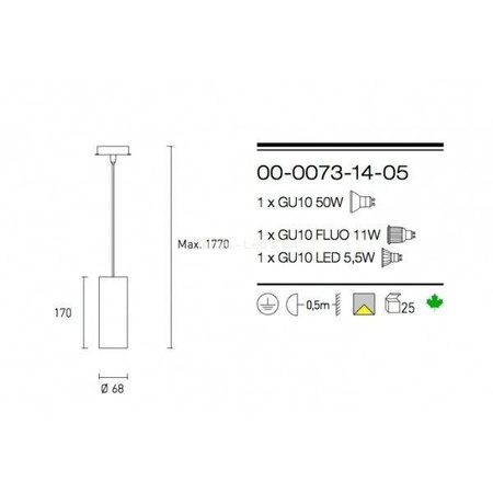 Lampa wisząca PIPE, kol. BIAŁY (00-0073-14-05) - Leds-C4 - żyrandol