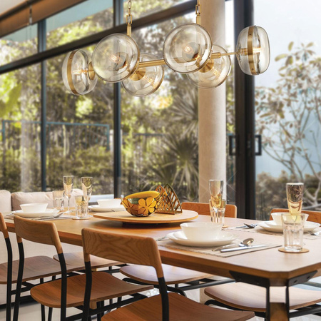 Lampa wyspowa Nottingham - 6 źródeł światła - Antyczny mosiądz (QN-NOTTINGHAM-6LP-AB) - Quintiesse