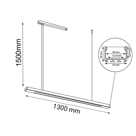 Lampa wisząca Hakoda - Czarna (1300 mm) 4000K (8656) - Shilo