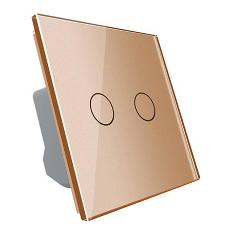 Włącznik dotykowy podwójny schodowo - krzyżowy ze złotym panelem szklanym (VL-C702S-63) LIVOLO