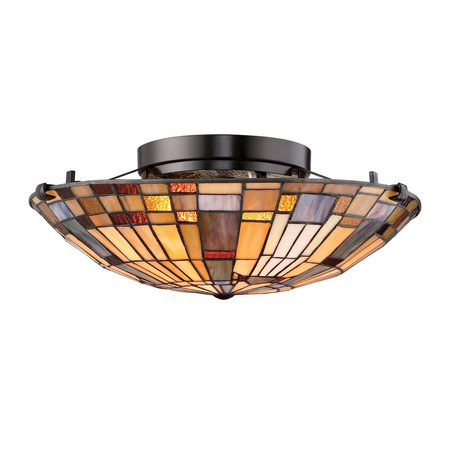 Lampa w stylu Tiffany - Plafon Inglenook Valiant brąz (QZ-INGLENOOK-F-SMALL) - Elstead Lighting