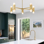 Żyrandol Marvele - 10 źródeł światła - Postarzany mosiądz (MARVELE10-AB-OPAL) - Elstead Lighting