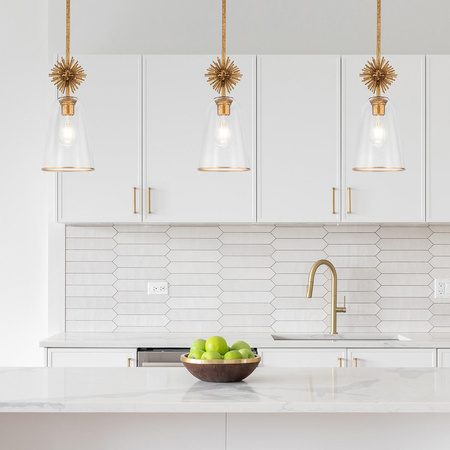 Mała lampa wisząca Staring - 1 źródło światła - Przecierane złoto (STARING-MP-DG-CLEAR) - Elstead Lighting