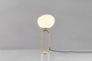Designerska lampa stołowa SHAPES Nordlux E27 15W Szkło Mosiądz