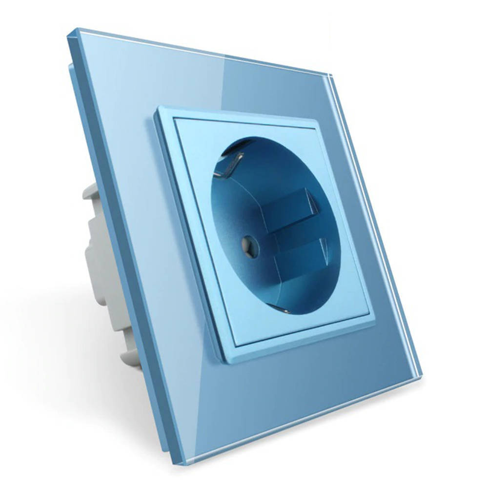 Gniazdo elektryczne 16 A z niebieskim panelem szklanym (VL-W01EU-69) LIVOLO  Niebieski - sklep Tomix