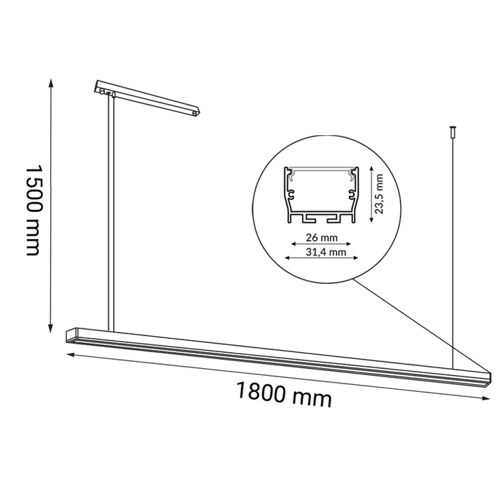 Lampa wisząca Hiate Line - Biała (1800 mm) 3000K   (1857) - Shilo