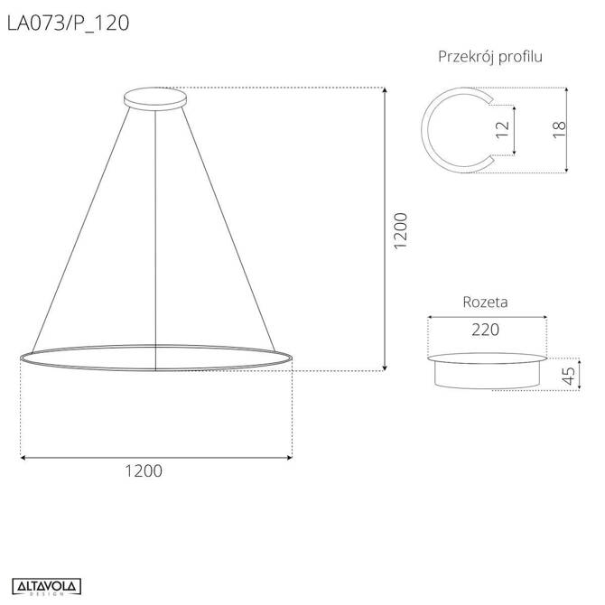 Lampa wisząca Ledowe Okręgi No.1 Φ120 cm in 3k srebrna ściemnialna Altavola Design (LA073/P_120_in_3k_silver_dimm) - ALTAVOLA DESIGN