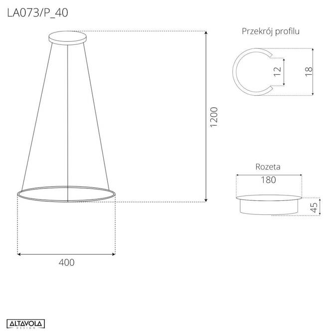 Lampa wisząca Ledowe Okręgi No.1 Φ40 in 4k biała Altavola Design (LA073/P_40_in_4k_white) - ALTAVOLA DESIGN