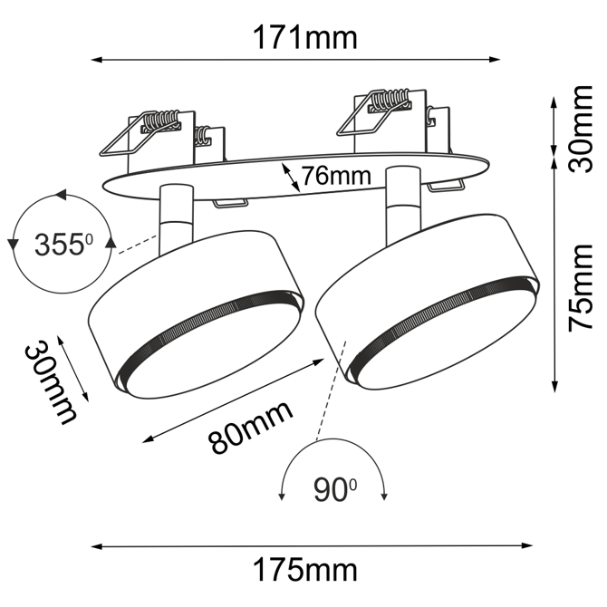 Lampa wpuszczana Drop in 2 - Czarna   (3261) - Brosline