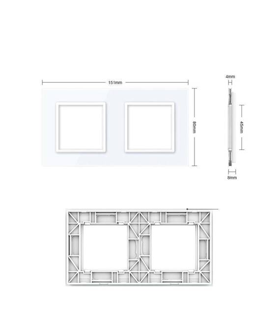 Podwójna ramka szklana w kolorze Białym (GPF-2-61) LIVOLO