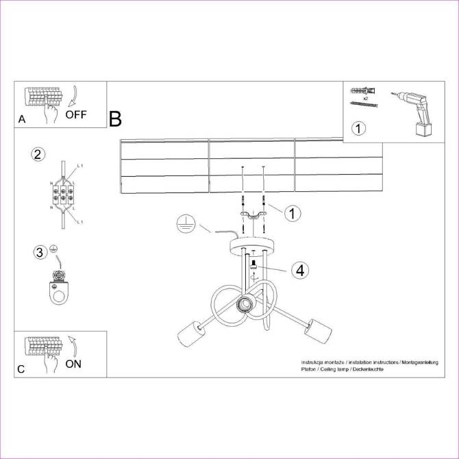 Żyrandol EMBER 3 czarny (SL.1477) - Sollux Lighting